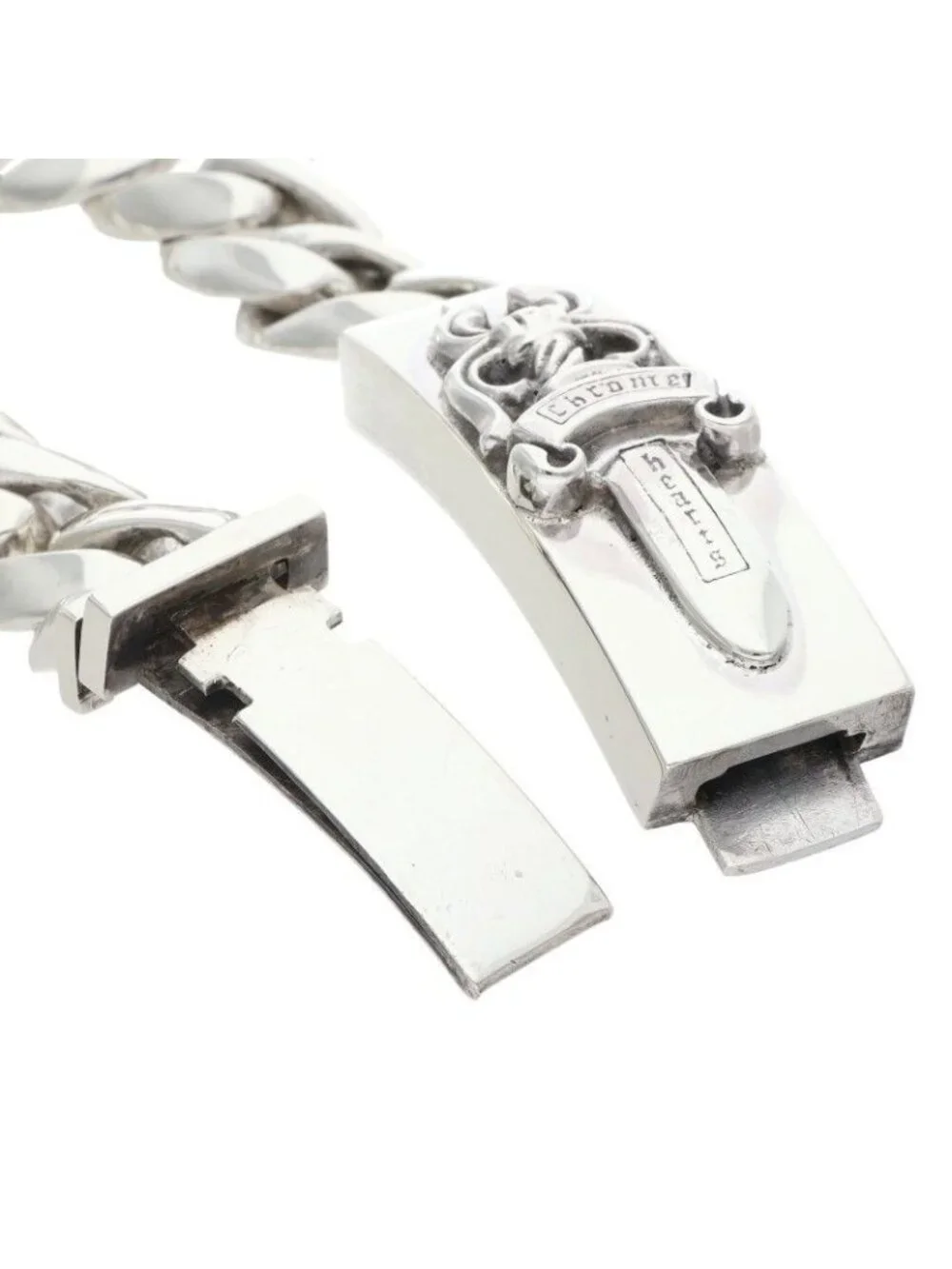 Chrome Hearts ID Dagger ID Classic Link Silver Bracelet
